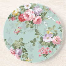 Motif rouge-rose élégant vintage de roses dessous de verres