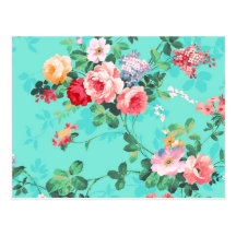 Motif rouge-rose élégant vintage de roses jaunes carte postale