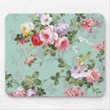 Motif rouge-rose élégant vintage de roses tapis de souris