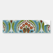 Motif rouge vintage de papier peint de vert bleu adhésifs pour voiture