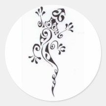 Motif-tatouage-lezard-polyn-sien Round Stickers
