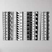 Motif tribal noir et blanc poster