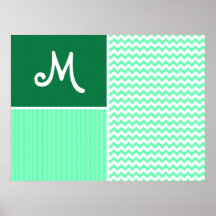 Motif vert de Chevron Affiche