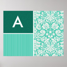 Motif vert de damassé de Seafoam Posters