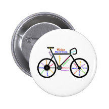 Motivational Bike, Cycle, Biking, Sport Words Pinback Buttons