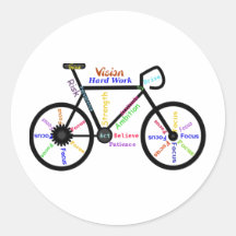 Motivational Bike, Cycle, Biking, Sport Words Round Sticker