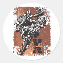 Motocross Grunge Round Sticker