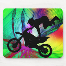 Motocross in Psychedelic Spider Web Mouse Pad