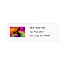 Motocross Jump in Fire Circles Return Address Labels