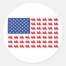 Motor-Cycle-Flag-WING Round Sticker