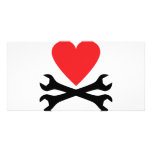 motor mechanic heart icon photo card template