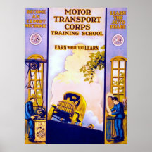 Motor Transport Corps ~ Vintage World War 1. Poster