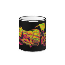 Motorbike, Gold,Golden Yellow on Black Back Mug