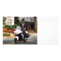 Motorcycle Cop on Patrol Picture Card
