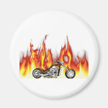 Motorcycle Fire Refrigerator Magnet