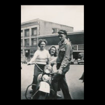 motorcycle guy and 2 girls poster posters