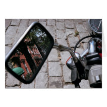 Motorcycle Mirror Greeting Cards