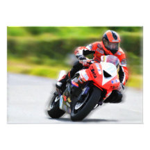 Motorcycle Red Racer Custom Invites