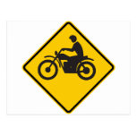 Motorcycle Traffic Highway Sign postcards