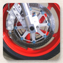 Motorcycles Motorcycle Wheel Red Rims Photo Drink Coaster