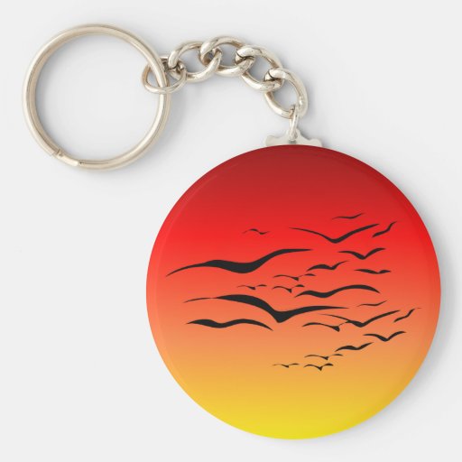 Mouettes Keychain de coucher du soleil Porte-clefs