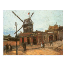 Moulin de la Galette by van Gogh, Vintage Windmill Postcard