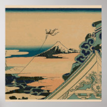 Mount Fuji Kite Flying Poster