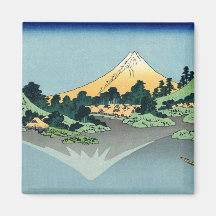 Mount Fuji reflects in Lake Kawaguchi, Hokusai Fridge Magnet