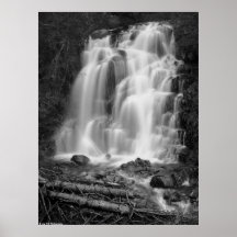 Mount Rainier National Park Waterfall BW Print