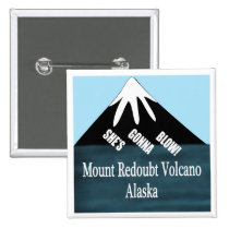 Mount Redoubt Volcano T-Shirts buttons