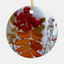 Mountain Ash Under First Snow Christmas Tree Ornament