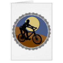 mountain bike chain sprocket design greeting cards