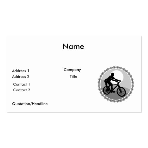 mountain bike chain sprocket grayscale business cards