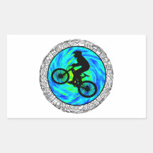 MOUNTAIN BIKE TRACKED RECTANGULAR STICKERS