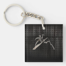 Mountain Climbing; Cool Black Square Acrylic Key Chains