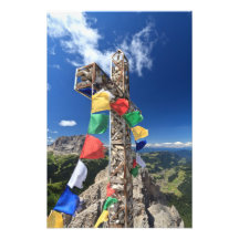 mountain cross with flags art photo