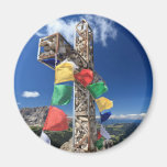 mountain cross with flags magnet