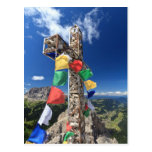 mountain cross with flags post cards