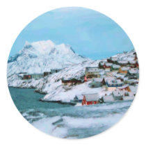 Mountain Houses Snow Davuis Strait by Ozborne W Stickers