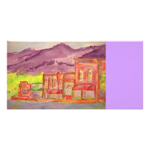 mountain town art photo greeting card