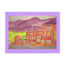 mountain town watercolour sketch post cards