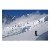 Mountaineer on the Tasman Glacier in Mount