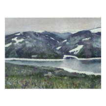 Mountains landscape painting announcements