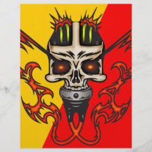 Mounted Cyborg Skull with Flames Custom Flyer