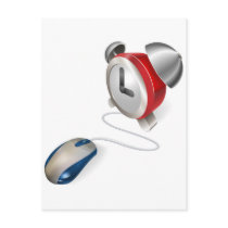 Mouse and  alarm clock concept post card