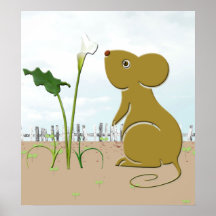 Mouse and Calla lily in the Garden Poster