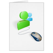 Mouse and social media icon concept card