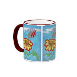 Mouse Bumble Bee and Valentine Flower Mugs