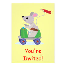 Mouse on a Skate Scooter Invitation