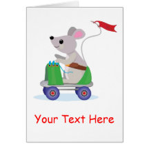 Mouse on a Skate Scooter Invitation Cards